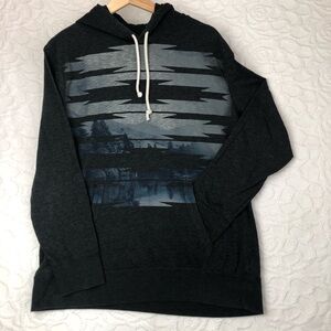 American Eagle  Hoodie Men Dark Gray Tribal Pullover Gorpcore Preppy Size L